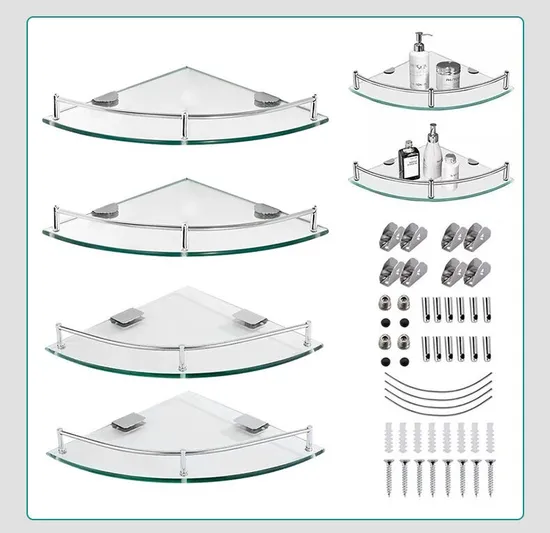 Medido de una pared un nivel de dos niveles de baño de vidrio de la esquina de la esquina de la ducha