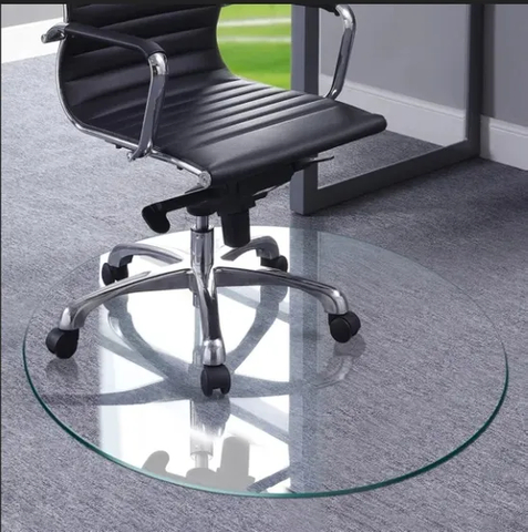 Esteras de silla de vidrio templado redondo para madera dura y piso de alfombra