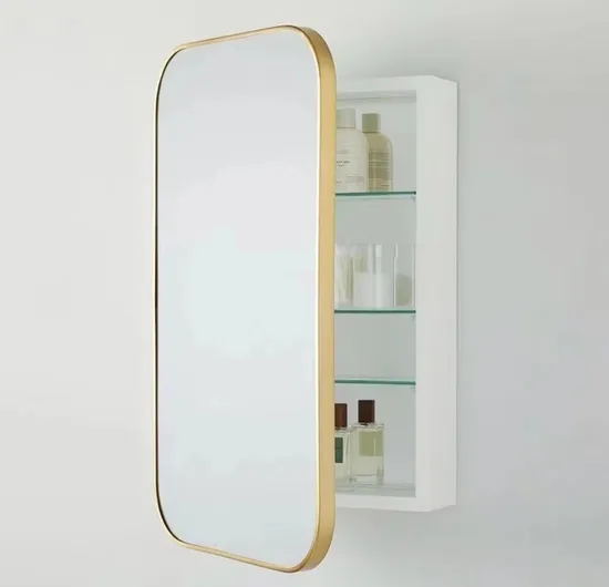 Mirror de baño y baño negro enmarcado de aluminio y baño redondo