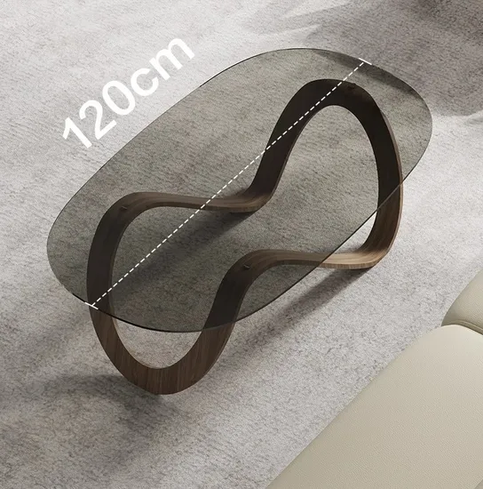 Formas ovaladas de 8 mm de 10 mm Tapa de mesa de vidrio con temperamento redondo gris y marrón