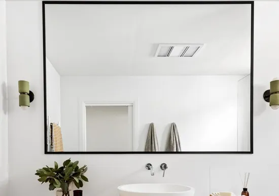 Mirror de baño enmarcado dorado negro de aluminio rectangular cuadrado