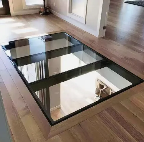 36 mm de 3 capas piso de vidrio sementinal laminado templado transparente