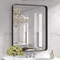 Mirror de baño enmarcado de metal negro de aluminio para colgar la pared