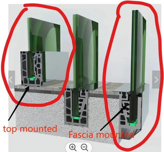 Top y fascia Balustrada de vidrio laminado templado Perfil de aluminio Balcón Balcón Balcón