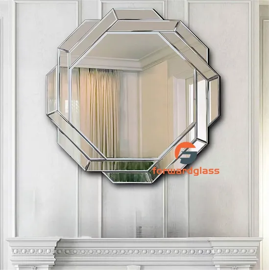 Mirror de tocador de baño bordado biselado hexagonal de 4 mm-8 mm