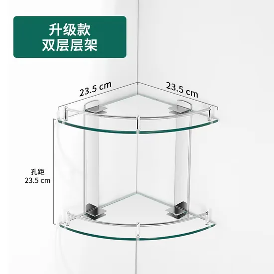 Estante de rincón de la esquina del triángulo de vidrio templado